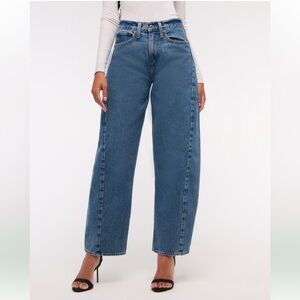 Abercrombie Curve Love Mid Rise Barrel Jean